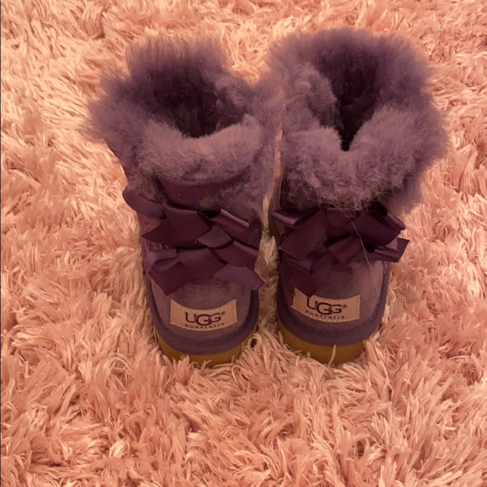 children’s Uggs purple , tie bow backs